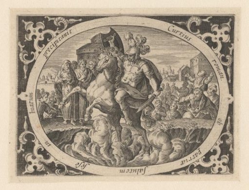 Marcus Curtius throws himself into the pit