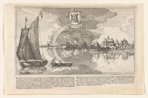 City view of Alkmaar with sailing boat on the left
