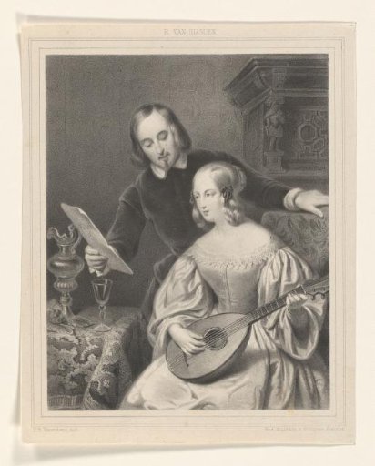Young lady playing a lute