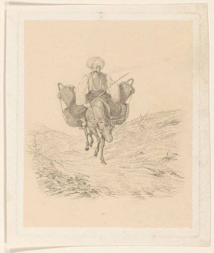 Oriental with a pack on a donkey