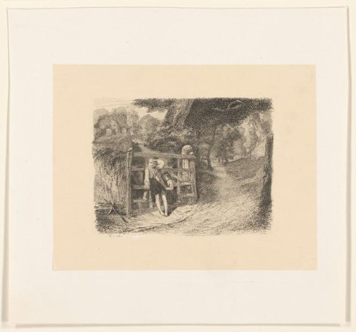 Children leaning against a fence