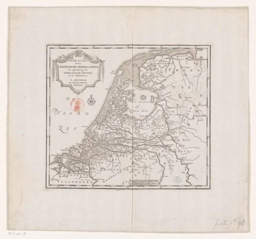 Historical map of the Netherlands in the Middle Ages