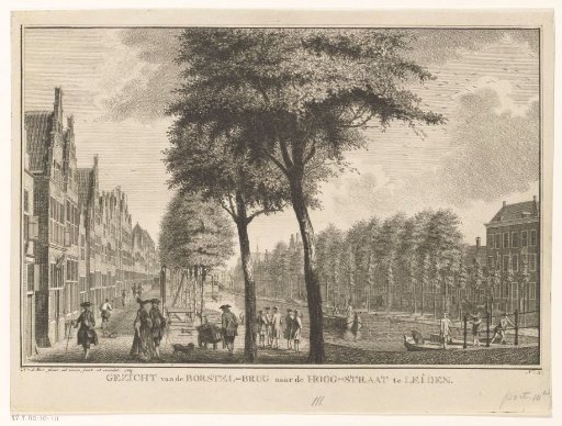 View of the Borstel Bridge towards the Hoogstraat at Leiden