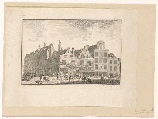 Houses at the Vis Bridge in Leiden, before the fire of 1766