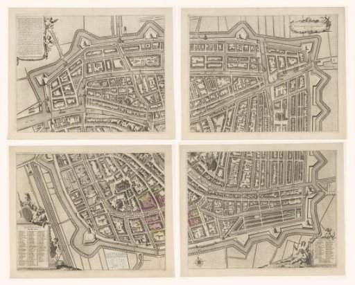 Map of Leiden, consisting of four parts