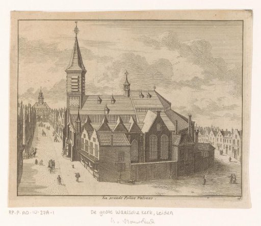View of the Great Walloon Church or Vrouwekerk in Leiden