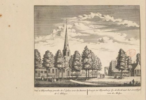 View of the church and the ruins of the abbey at Rijnsburg