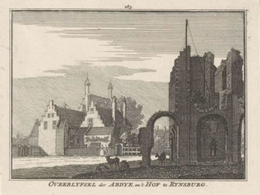 View of the ruins of the abbey and the Hof van Rijnsburg