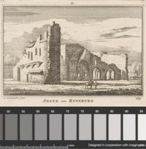 View of the ruins of the abbey in Rijnsburg, 1631
