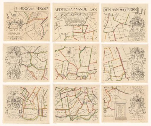 Map of the Hoogheemraadschap of Woerden, consisting of nine parts