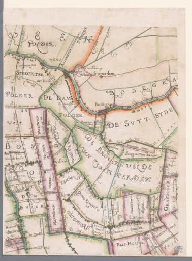 Part of a map of the Hoogheemraadschap of Rijnland, with Bodegraven and surroundings