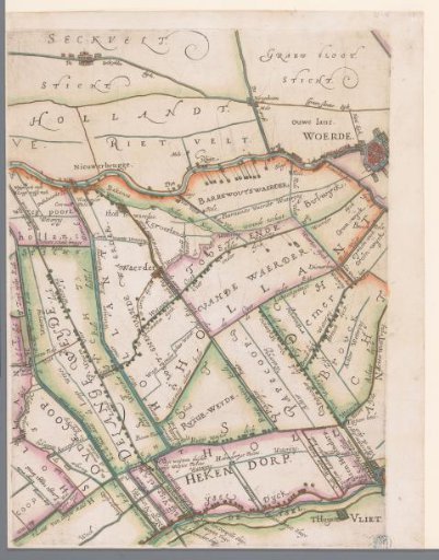 Part of a map of the Hoogheemraadschap of Rijnland, with Woerden and surroundings