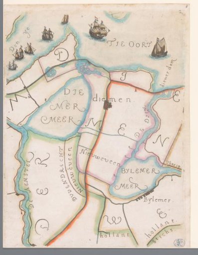 Part of a Map of the Rijnland Water Board, with Diemen and Surroundings