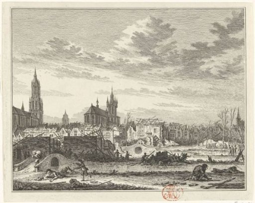 Delft after the explosion of the gunpowder tower, 1654