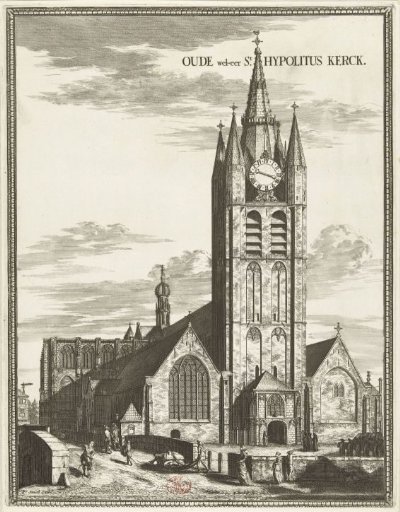 View of the Old Church in Delft