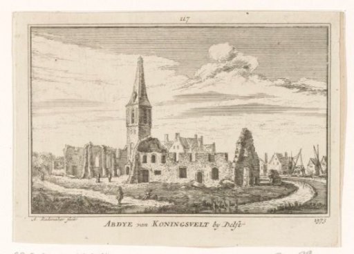 View of the ruins of the Koningsveld monastery, 1573