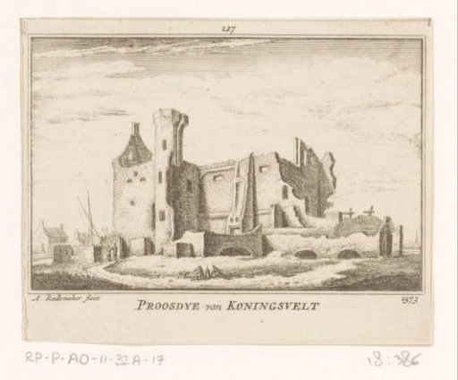 View of the ruined provost's house of the Koningsveld monastery, 1573