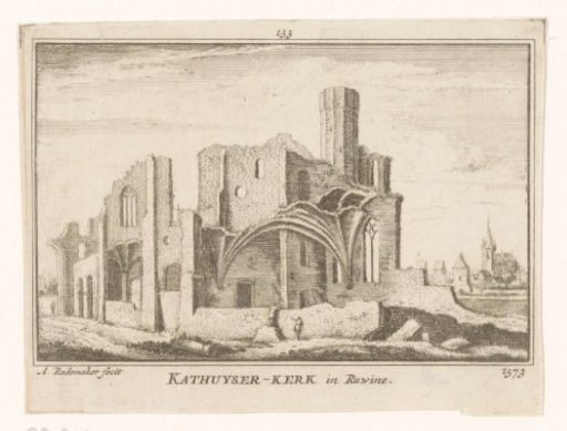 View of the ruins of the Carthusian church near Delft, 1573