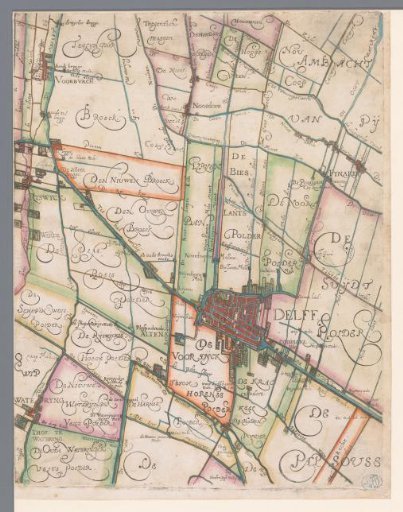Map of the Hoogheemraadschap of Delfland, with Delft and Surroundings, Middle Part