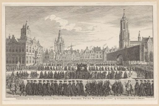 Funeral procession of William IV in Delft, 1752