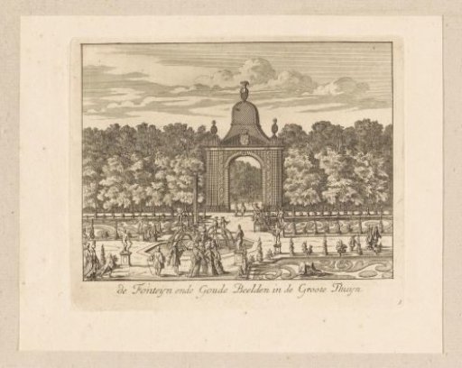 Garden of Palace Honselaarsdijk with statues and fountain