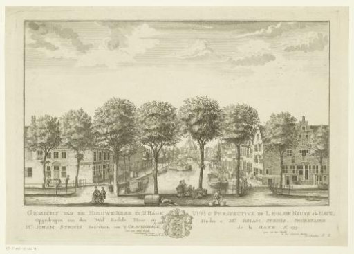 View of the Hout- en Turfmarkt in The Hague, with the Nieuwe Kerk in the distance