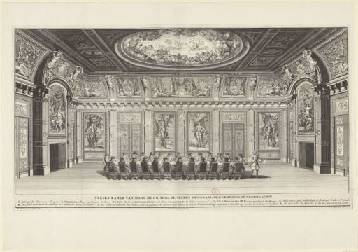 Trêveszaal with a meeting of the States-General, ca. 1730