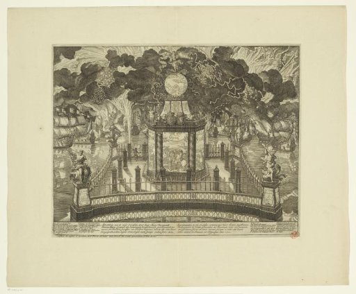 Fireworks on the Hofvijver celebrating the victory at Vigo, 1702