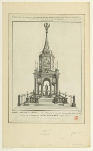 Structure for fireworks on the Hofvijver in honor of the coronation of Emperor Francis I Stephen, 1746