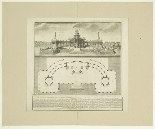 Theatre in The Hague for the fireworks on the Peace of Aachen, 1749