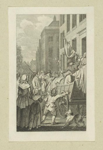Carriage held up in a crowd
