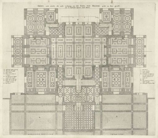 Groundplan of the First Floor of the Palace Huis ten Bosch showing the Floor Decorations