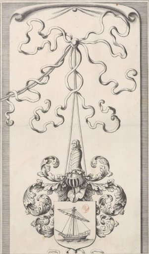 Left coat of arms border of a map of the Hoogheemraadschap of Schieland (upper part)