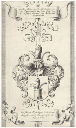 Right coat of arms border of a map of the Hoogheemraadschap of Schieland (middle part)
