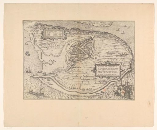 Map of the island of Voorne and plan of Brielle, 1572