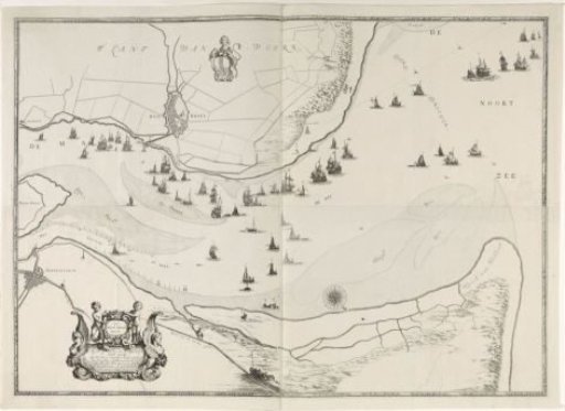 Map of the Maas estuary with postal routes