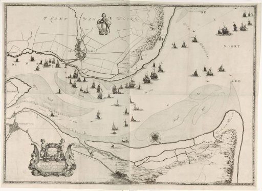 Map of the Maas estuary with postal routes