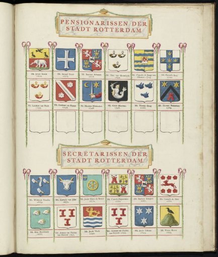 Twenty-four coats of arms of pensioners and secretaries of the city of Rotterdam