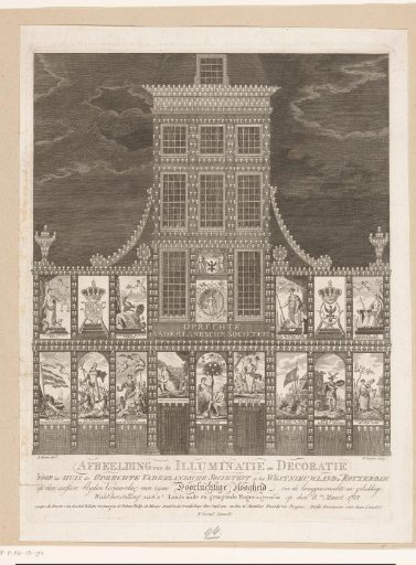 Illumination of the premises of the Oprechte Vaderlandsche Sociëteit on the Westnieuwland in Rotterdam, 1788