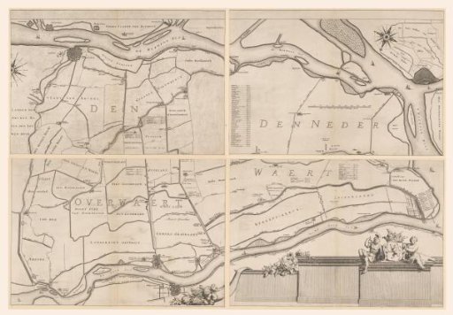 Map of the Overwaard, consisting of four parts