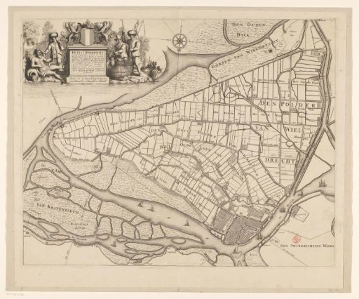 Map of Dordrecht and surrounding polders