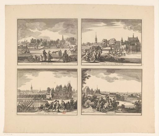 View of Biezelinge, Kapelle and Kasteel Maalstede, Kapelle and Kasteel Bruëlis, and Kruiningen