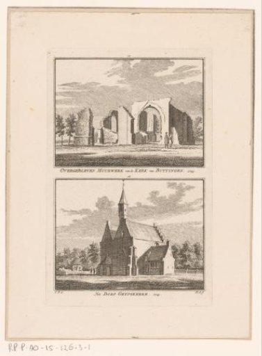 View of the Ruins of the Church in Buttinge and View of the Church in Grijpskerke, 1743