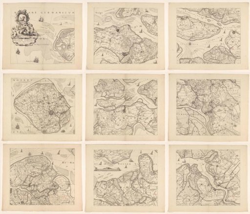 Map of Zeeland, consisting of nine parts