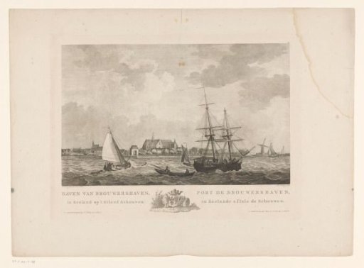 View of the harbor of Brouwershaven