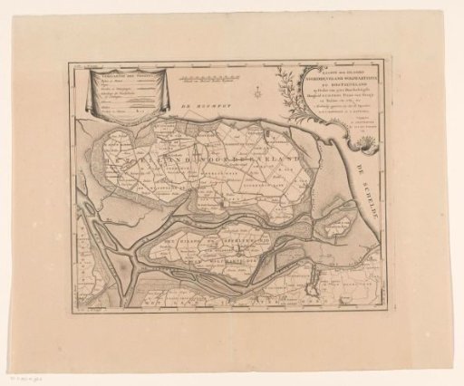 Map of the islands Noord-Beveland, Wolphaatsdijk and Oost-Beveland