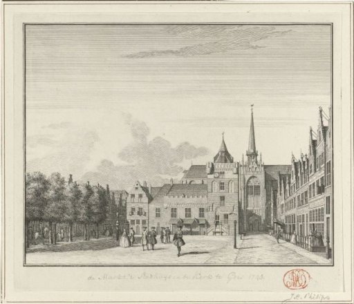 View of the Market Square, the Town Hall and the Great Church at Goes, 1743