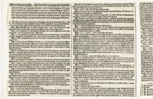 Text plate accompanying the print of the Siege of Bergen op Zoom by Spinola, 1622