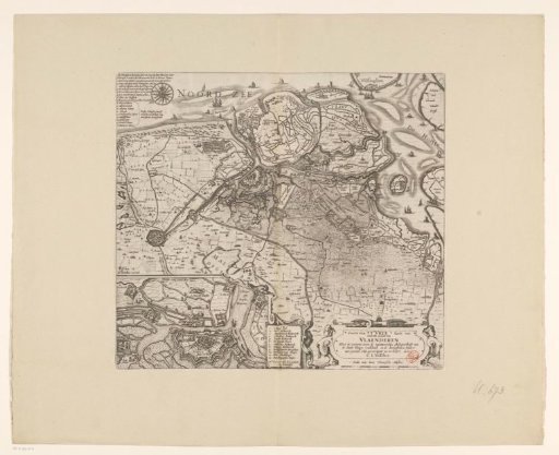 Map of Zeelandic Flanders with an inset of Sluis and the fortifications in its vicinity