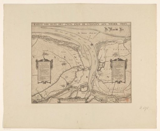 Map of Sluis, the Zwin and the forts on both sides, 1627